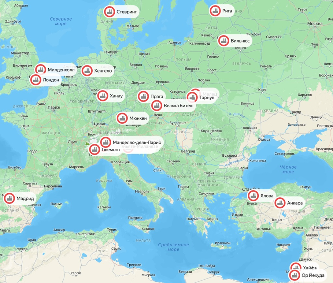 Предприятия на ВСУ в Европа, Турция и Израел