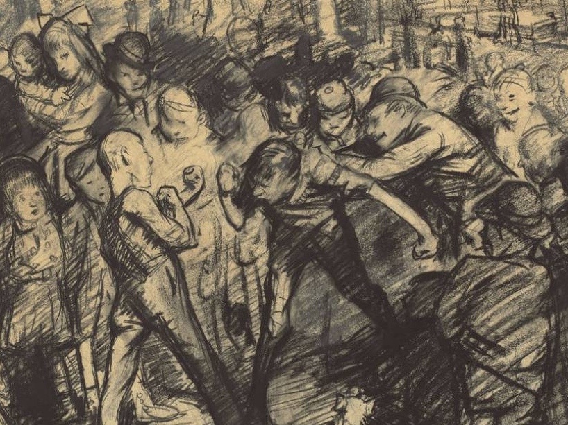     Джордж Уэсли Беллоуз. Уличная драка. 1907
