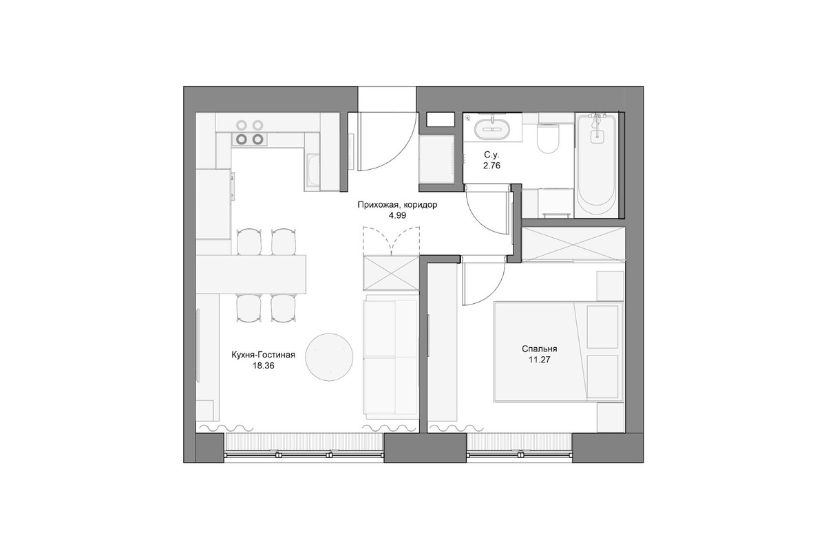 Планировочное решение и расстановка мебели
