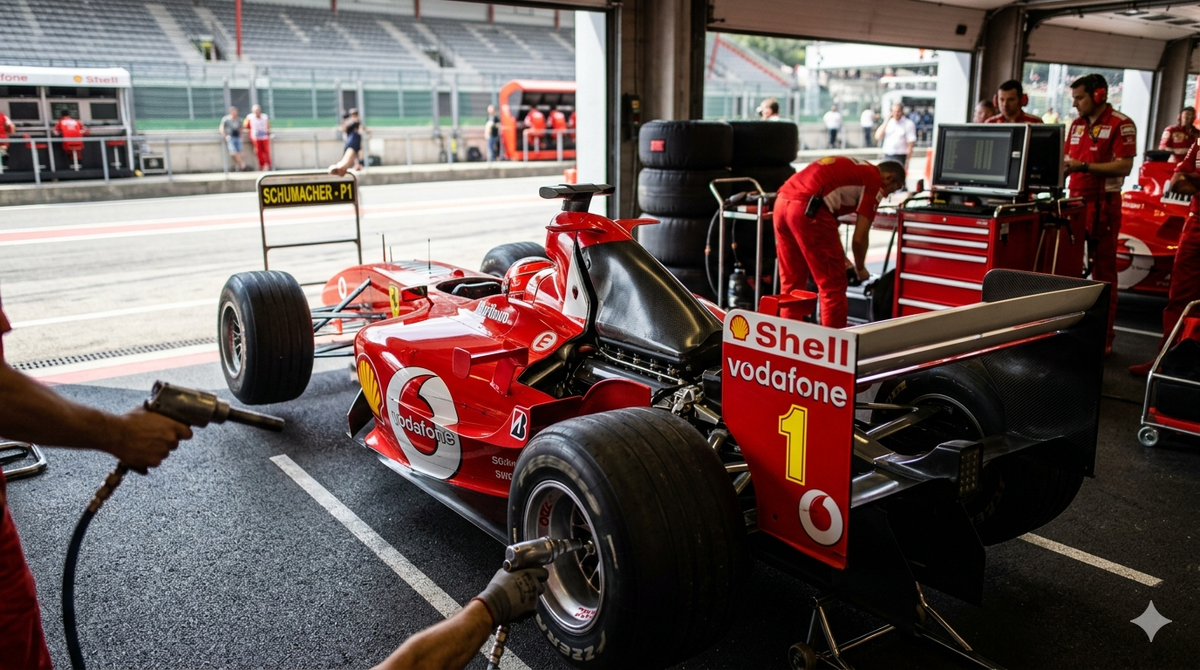 Феррари Шумахера очень кропотливо готовилась к заезду.