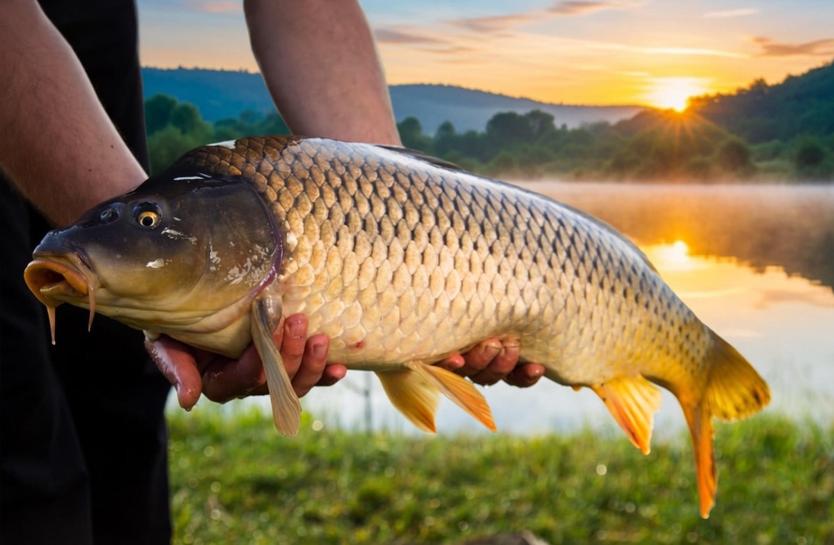 Карп в жару лучше клюет на зорях