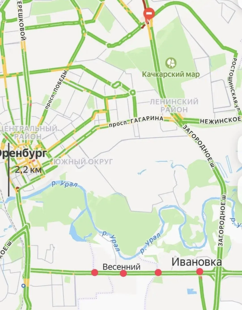     В Оренбурге изменили схему движения на Загородном шоссе Оренбуржье
