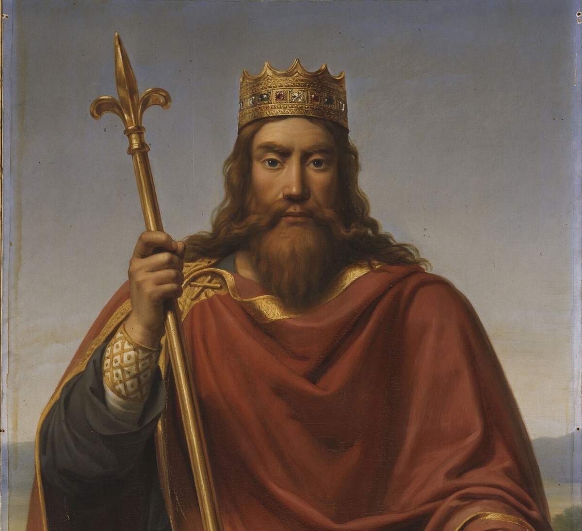 Хлодвиг I (ок. 466–511) — король франков в 481/482–511 годах из династии Меровингов. За время правления в ходе многочисленных войн существенно расширил границы Франкского государства, а также утвердил в качестве государственной религии никейское христианство. / Франсуа-Луи Дежуэн. Хлодвиг, король франков (1837).