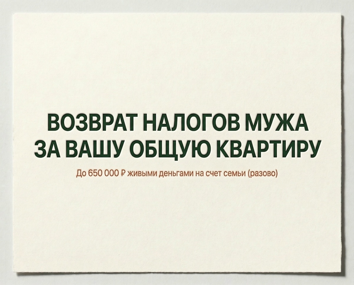Налоговый вычет в декрете: как вернуть в семью до 650 000 рублей, если квартира записана только на жену