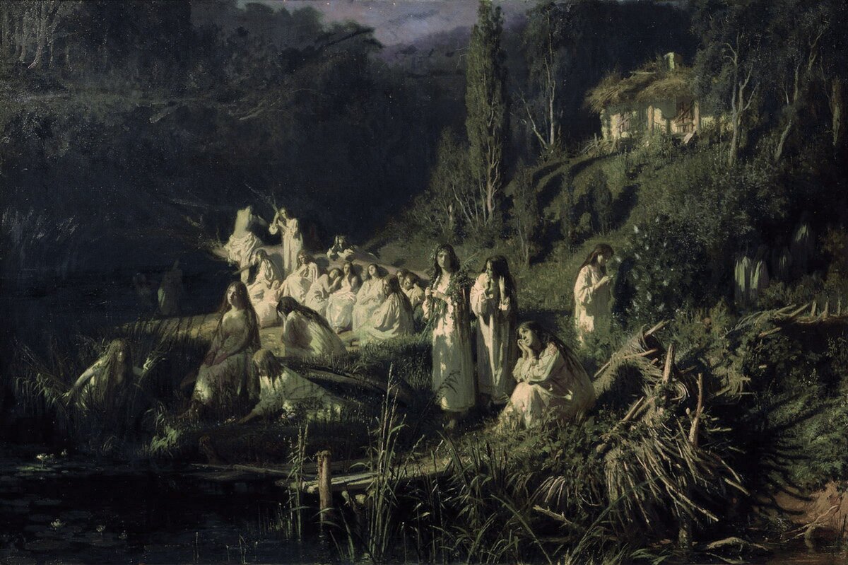 Иван Николаевич Крамской, «Русалки». 1871 год. Холст, масло. 88 × 132 см Государственная Третьяковская галерея, Москва. 
