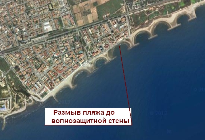 Создать карусельРис. 1. Песчаные пляжи бухтового очертания с искусственными мысами под защитой волноломов (Франция)