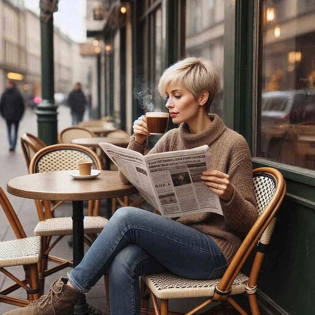 Женщина читает новости в газете