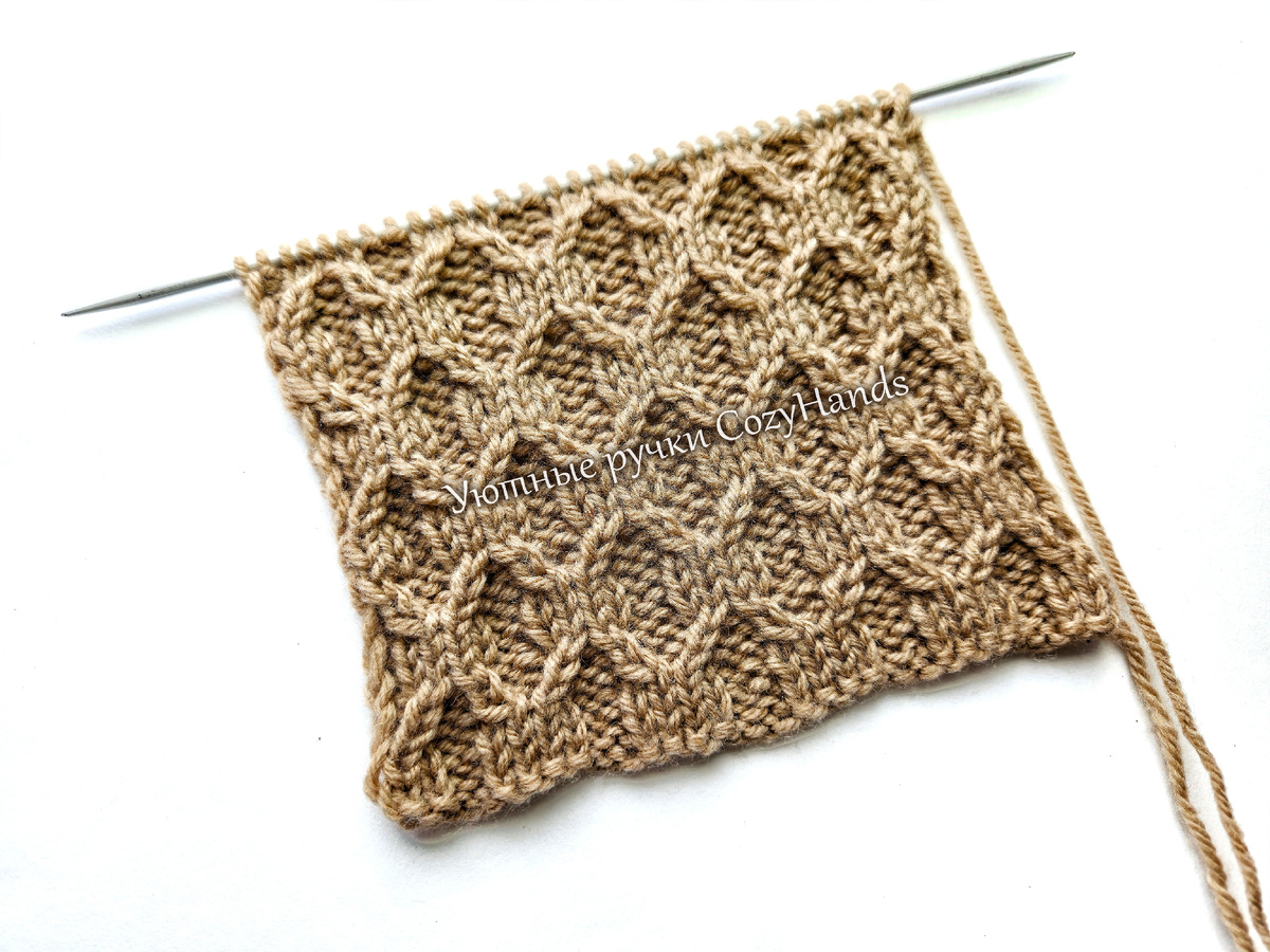 Узор спицами Крупные соты