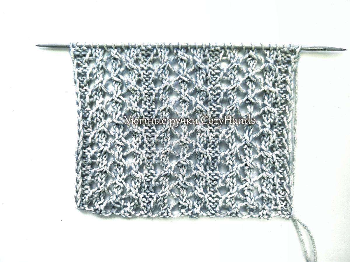 Красивый ажурный узор спицами