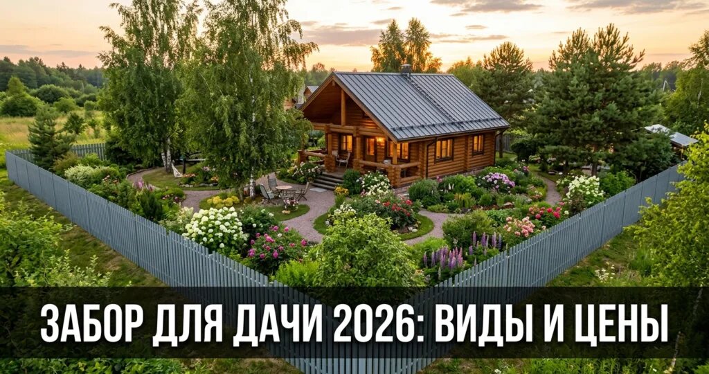 Забор для дачи в 2026: 8 видов материалов, цены и как подобрать под стиль дома