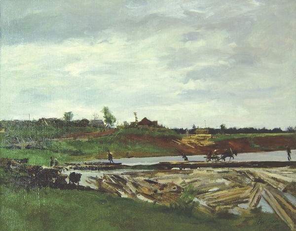 Цыплаков. После дождя. 1948. Холст, масло. 74,2х98.