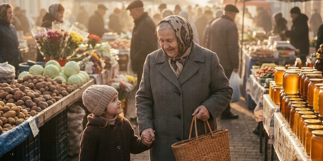 — Тоня, не отставай, — говорила бабушка, — а рынок тот с тех пор никуда не делся