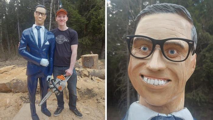 Финн выпилил из дерева Стубба и «предложил» ему новую работу на случай ухода из политики