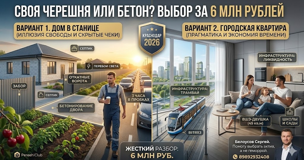 Своя черешня во дворе или бетонная квартира в Краснодаре? Жесткий разбор бюджета в 6 миллионов