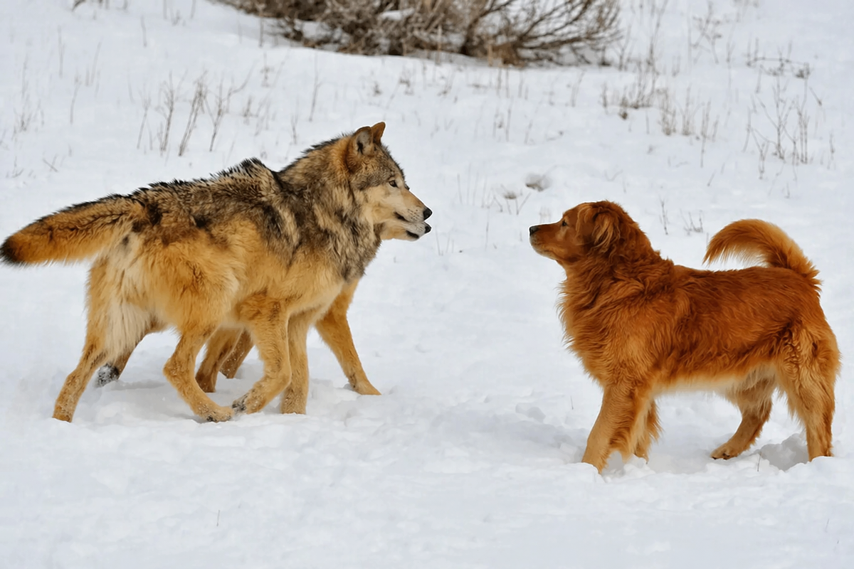Волки и собака 