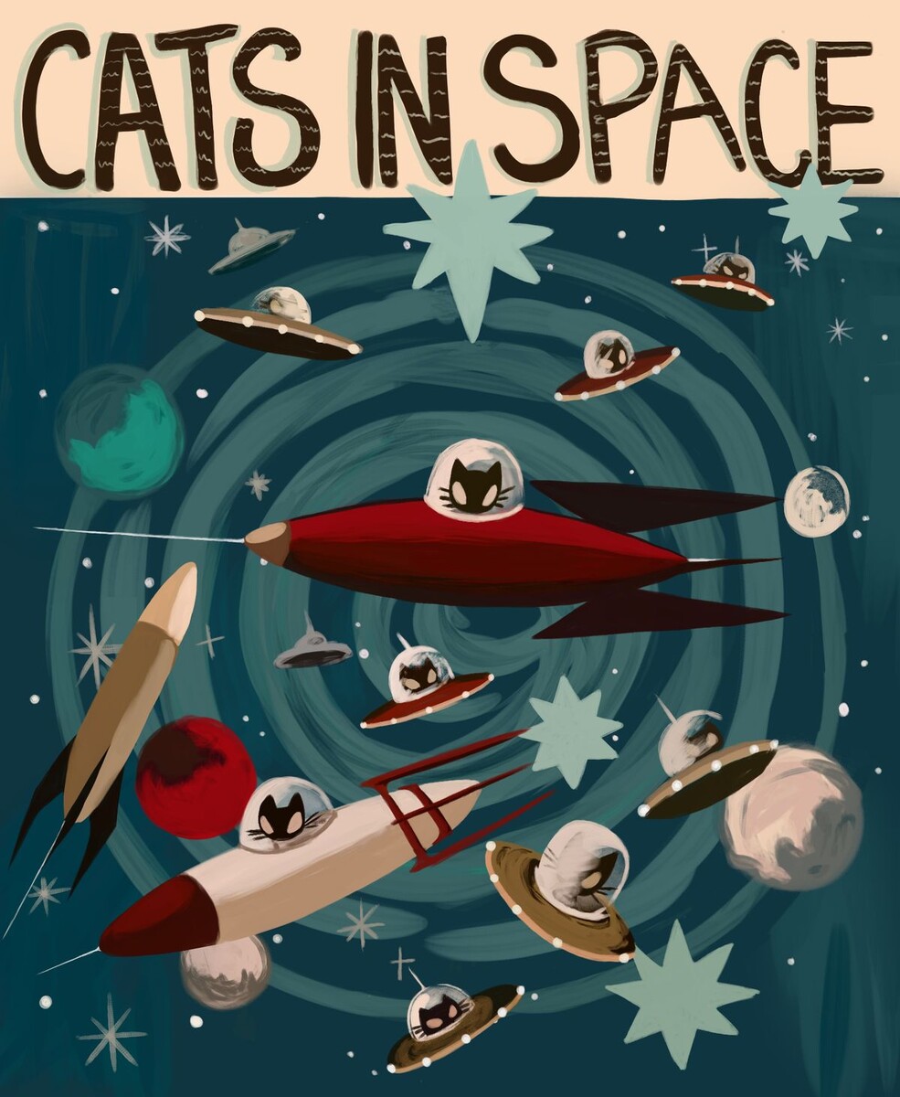 1. Космические коты. Иллюстрации из открытых источников.