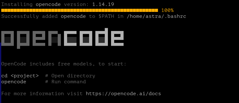 curl -fsSL https://opencode.ai/install | bash