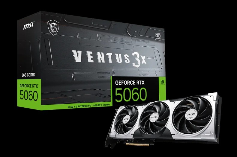 Видеокарта MSI NVIDIA GeForce RTX 5060 VENTUS 3X OC 8GB