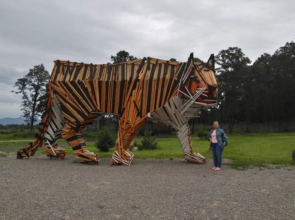 Скульптура амурского тигра длиной почти 10 метров.