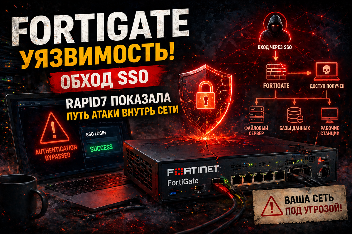 FortiGate уязвимость с обходом SSO, Rapid7 показала путь атаки внутрь сети