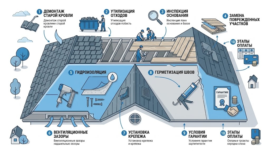 Инфограифка-памятка что нужно знать при проверки сметы на ремонт кровли