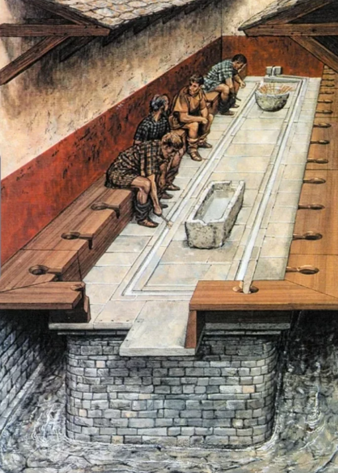 Римский общественный туалет.  Wikimedia Commons