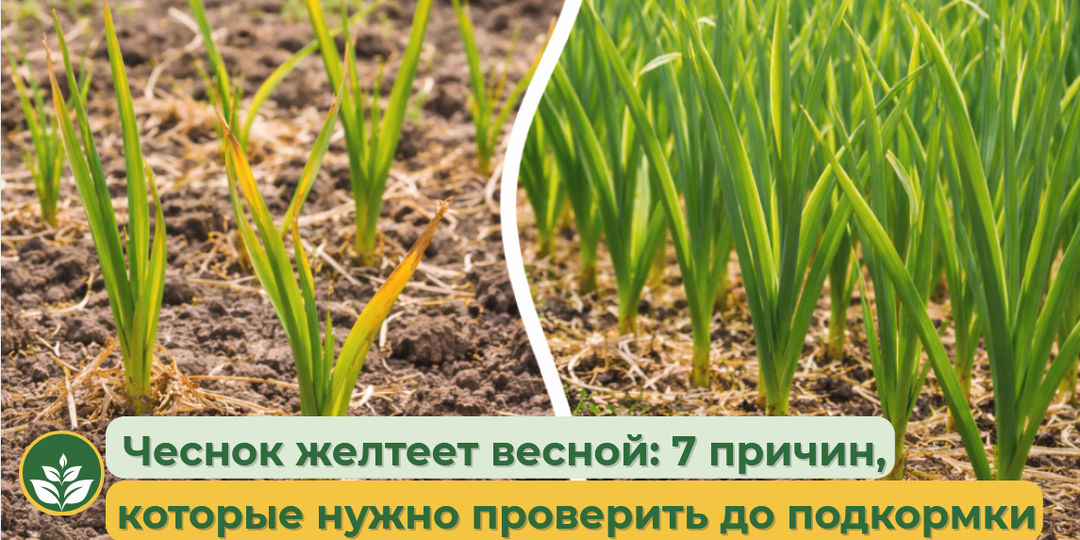 Чеснок желтеет весной: 7 причин, которые нужно проверить до подкормки