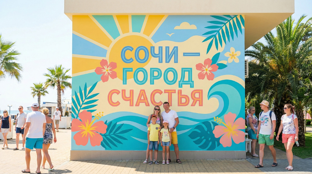 Пример мурала на набережной в Сочи