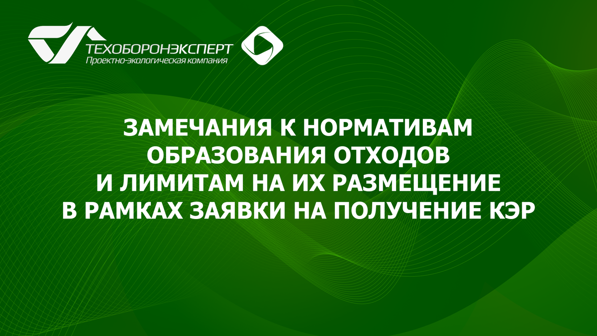 Замечания к нормативам образования отходов и лимитам на их размещение в рамках заявки на получение КЭР.