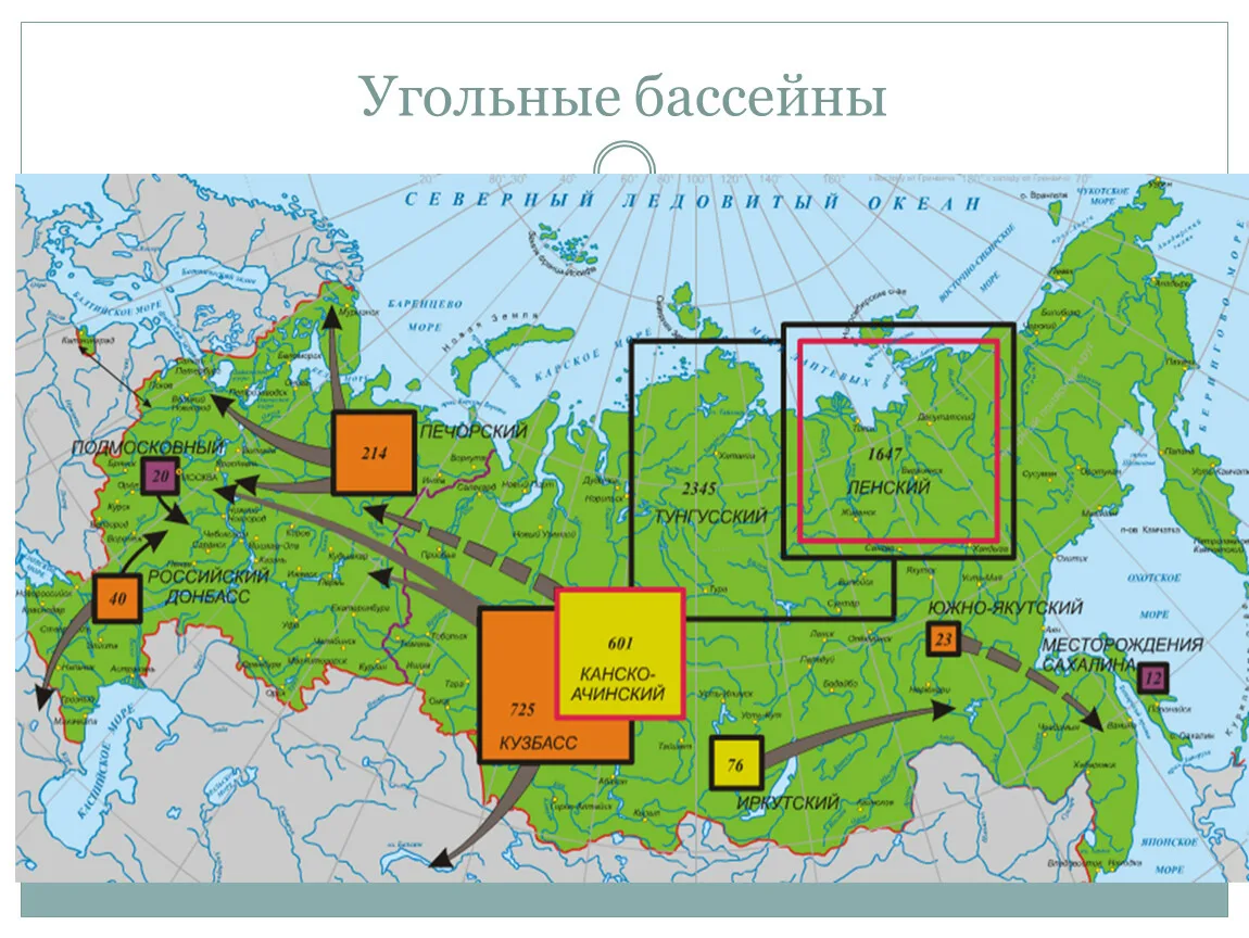 14 крупнейших угольных бассейнов России