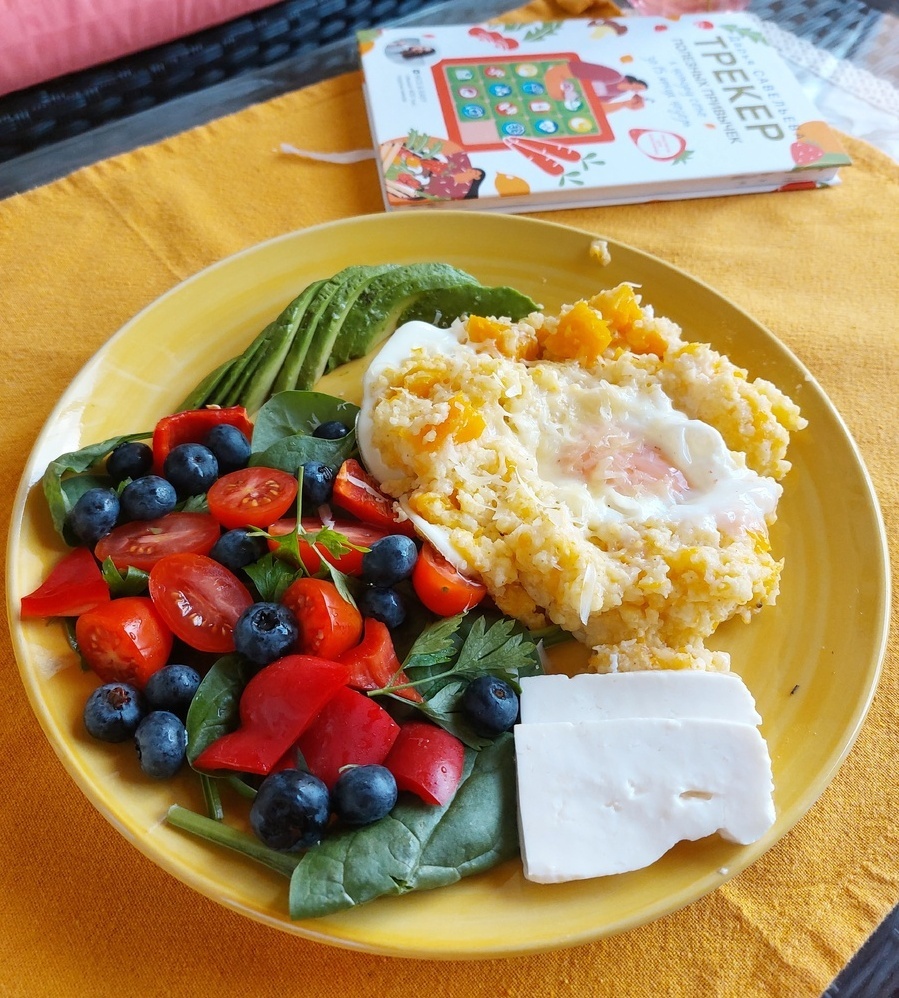 Замечательный завтрак от Ани Прокофьевой. С моим Трекером полезных привычек. 