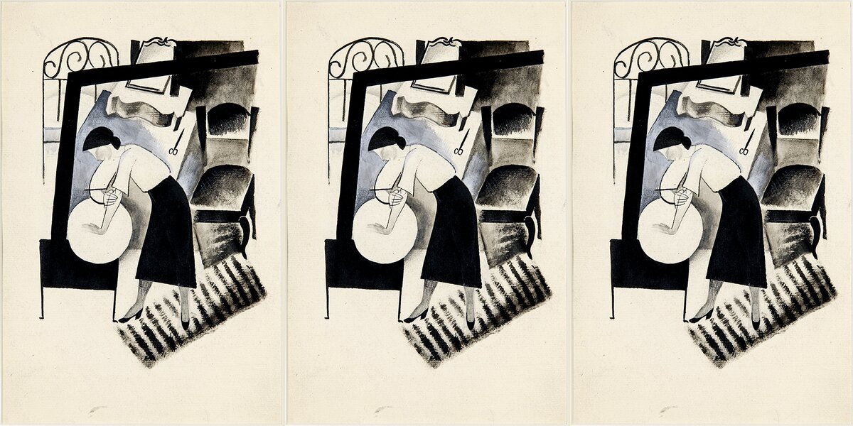 Николай Купреянов. Интерьер. Девушка с тазом. 1921