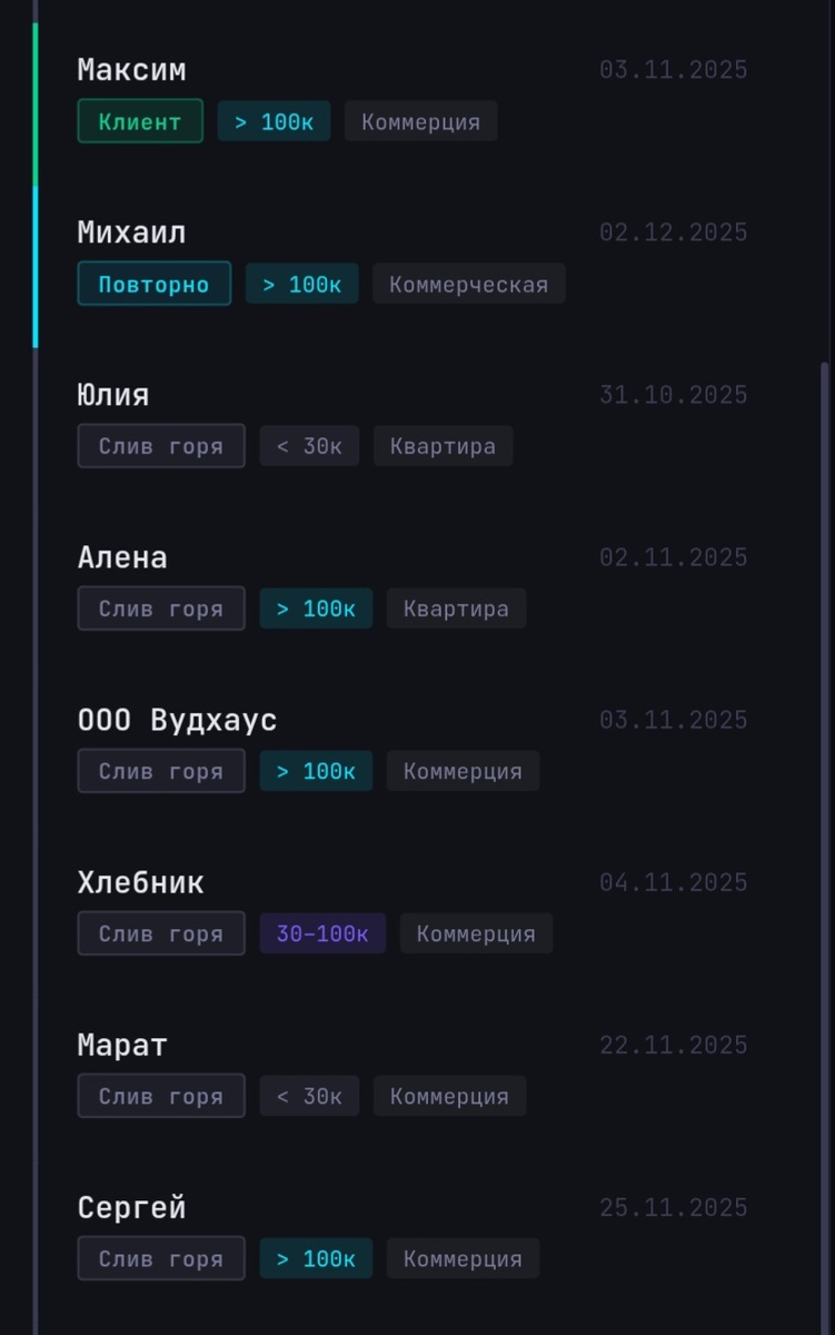 Виксируем список лидов