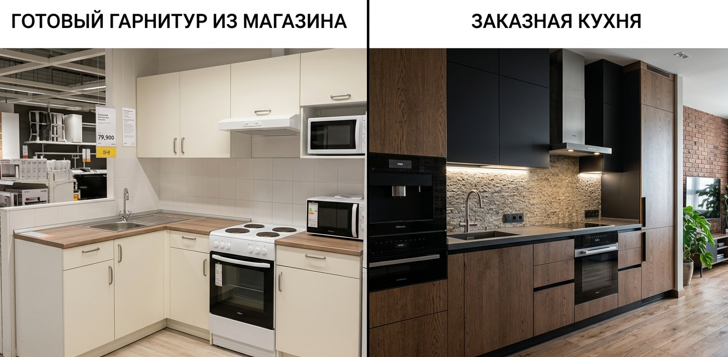 Кухня на заказ vs готовый гарнитур из магазина: честное сравнение по 8 параметрам