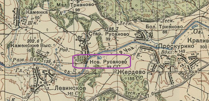 Старое и Новое Русаново на карте XX века.