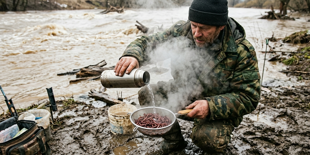Зачем я обдаю навозных червей крутым кипятком на 2 секунды перед забросом в мутную воду