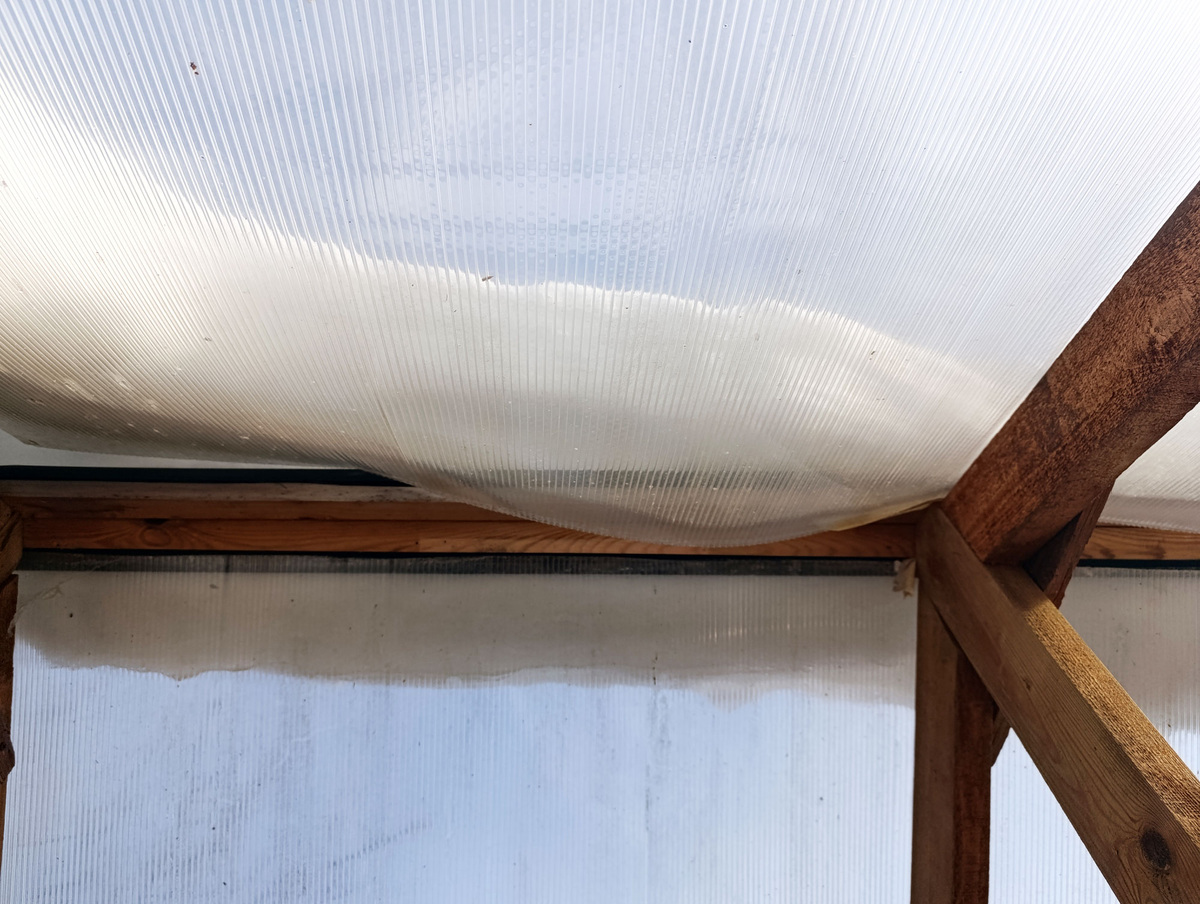 Снег выдавил поликарбонат