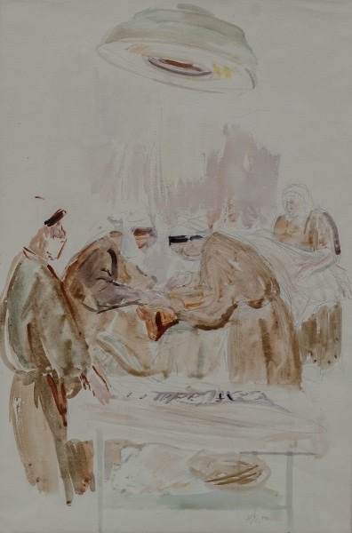 Картина "Военный госпиталь. Операция.", 1944 год, художник Кострова А. А.