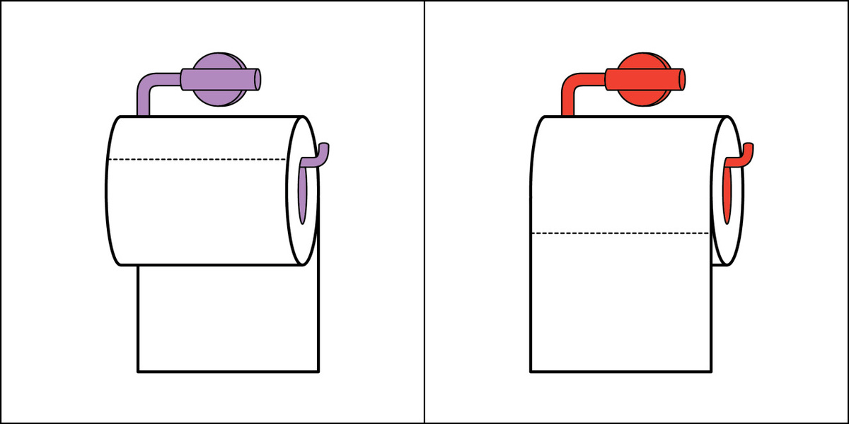 Как вешать туалетную бумагу - принципиальный вопрос во многих семьях. 