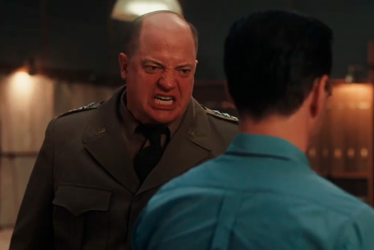 Кинопрокатная компания «Вольга»📷Актер Брендан Фрейзер в роли генерала Дуайта Эйзенхауэра, кадр из фильма «Давление», 2026 год