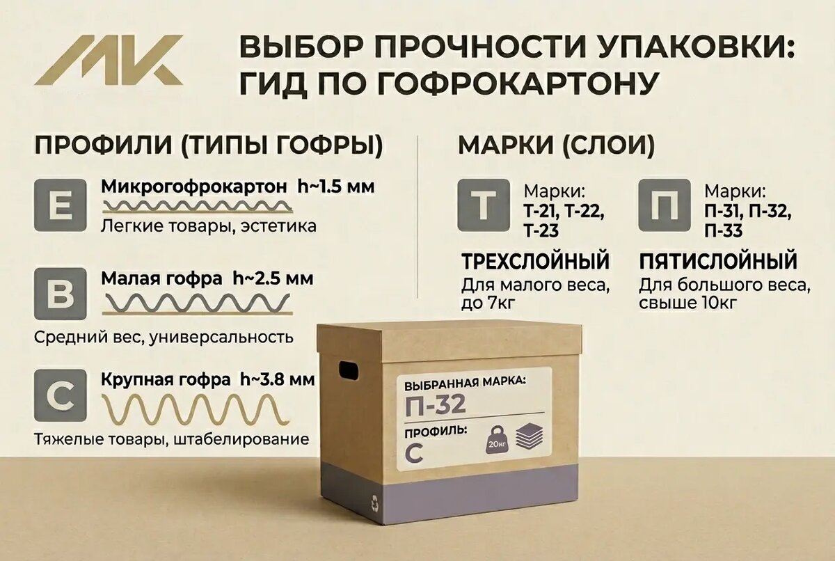 Подбор профиля картона для упаковки
