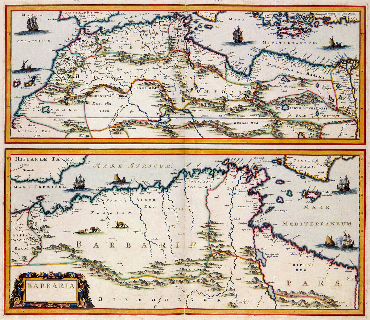 «Варварийский берег» (Барбария) на карте Яна Янсона, около 1650