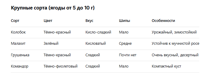 крупные сорта крыжовника