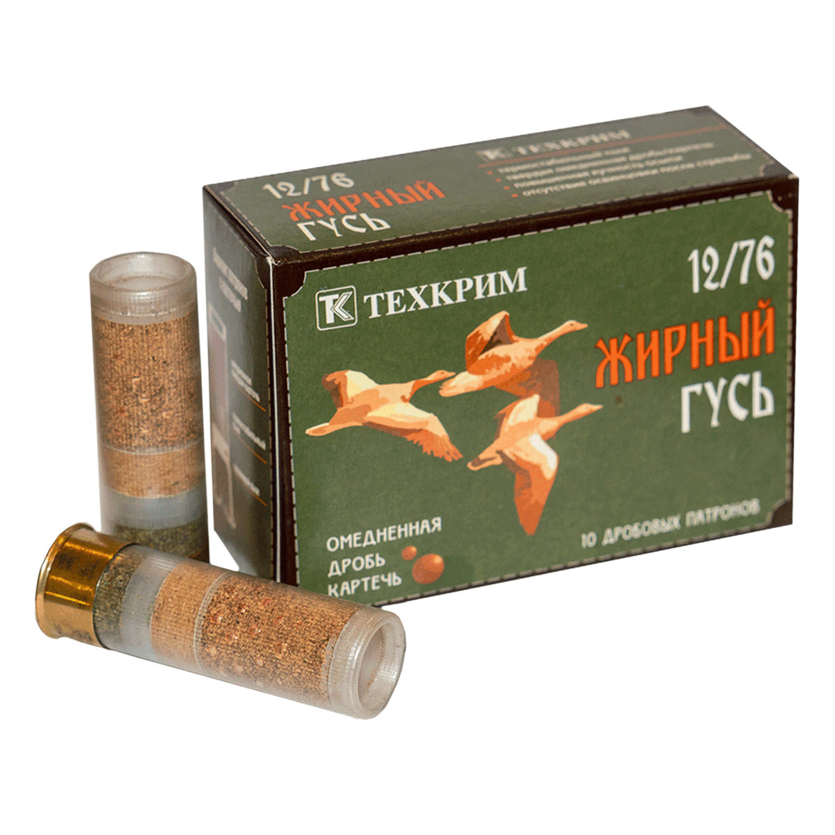 Охотничий патрон Техкрим 12/76 дробь №00 Жирный Гусь