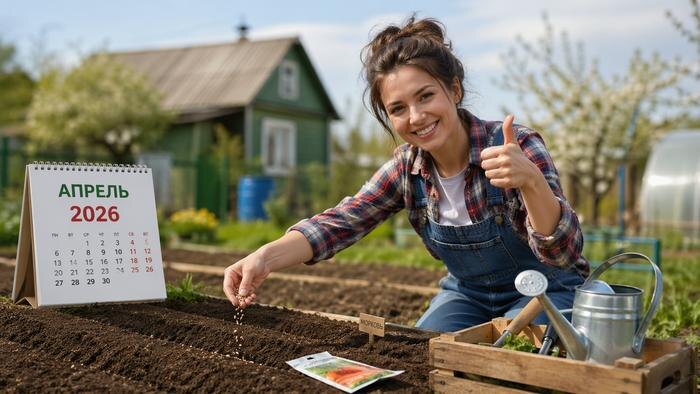 Что сажают на даче в конце апреля 2026? Полный гид по холодостойким культурам, теплице и лунному календарю. Обложка © ChatGPT