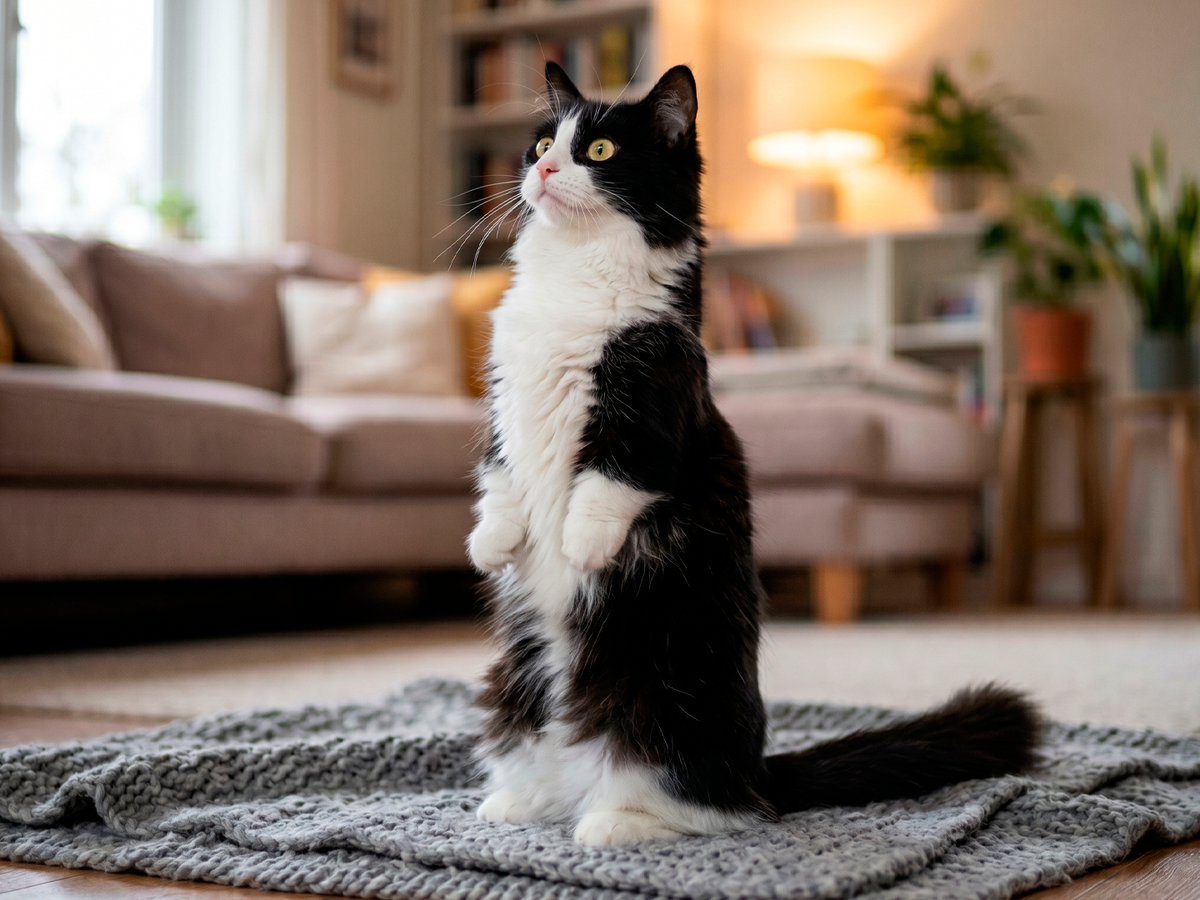 Кошка в позе "столбиком"