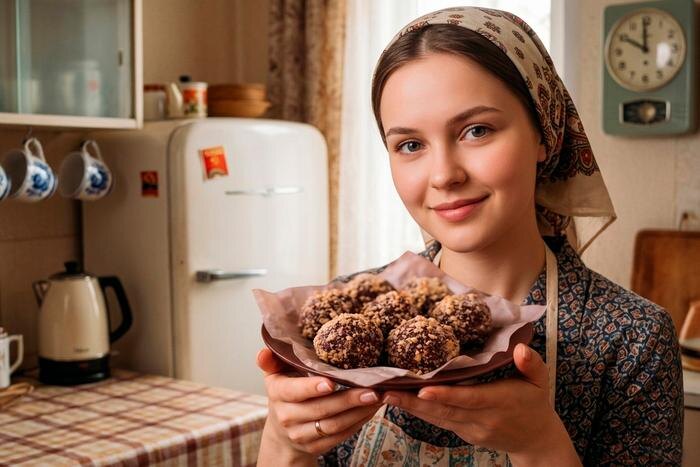 Забытый рецепт конфет СССР: как приготовить «Планету». Обложка © Shutterstock / FOTODOM / Erhan Inga, © Gemini Nano Banana