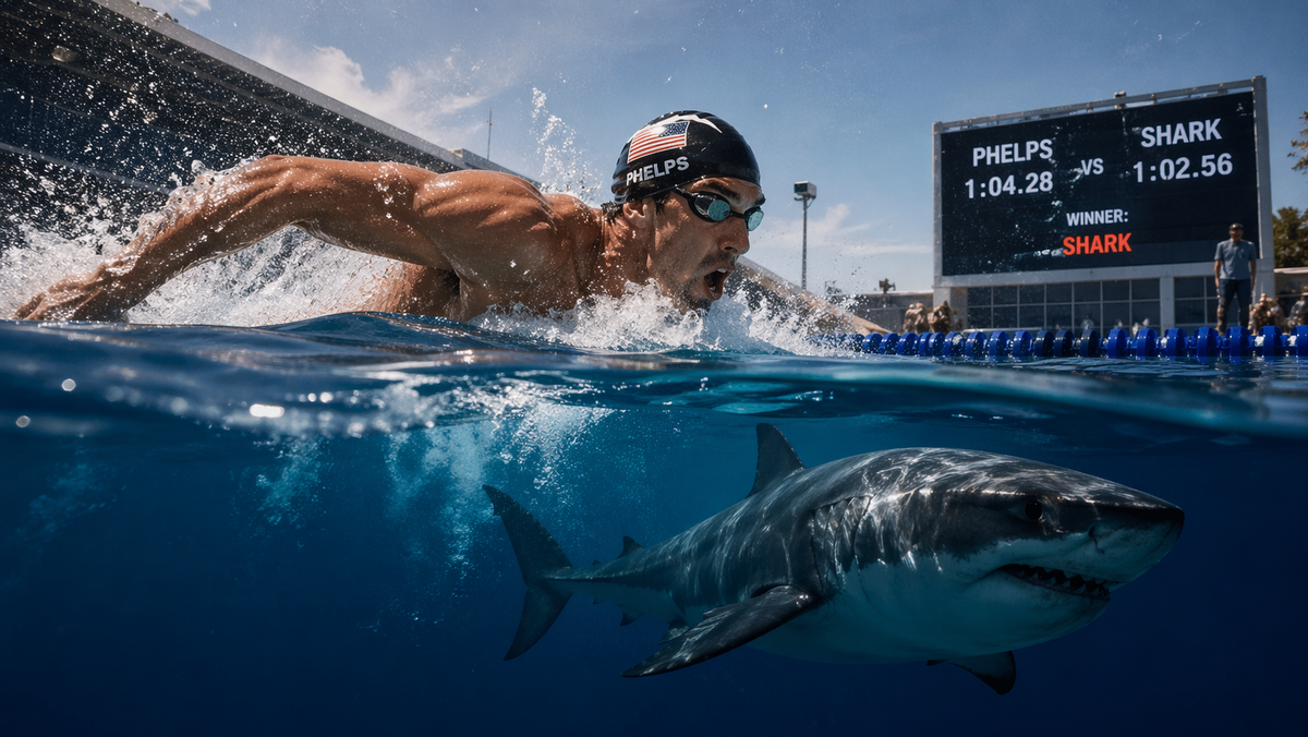 Фелпс против акулы: миф, телевидение и границы человеческой скорости.
