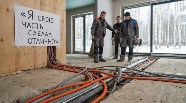    Почему индивидуальный профессионализм не спасает стройку без общего руководства.
