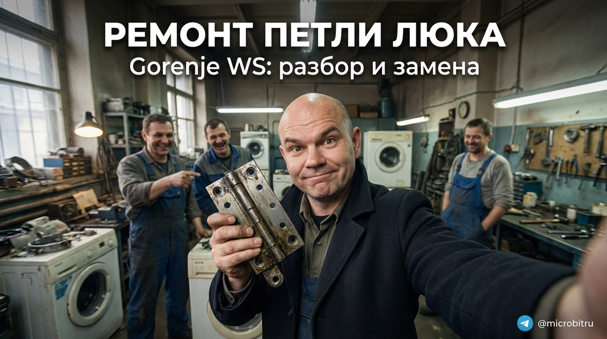    На фотографии отображается процесс ремонта петель люка Gorenje WS. as7